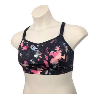 Livi Active Lane Bryant Sports Bra Unlined No Wire Black Abstract Print 14 16 XL